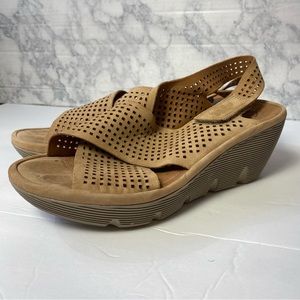 Clarks Clarene Perforated Suede Comfort Wedge